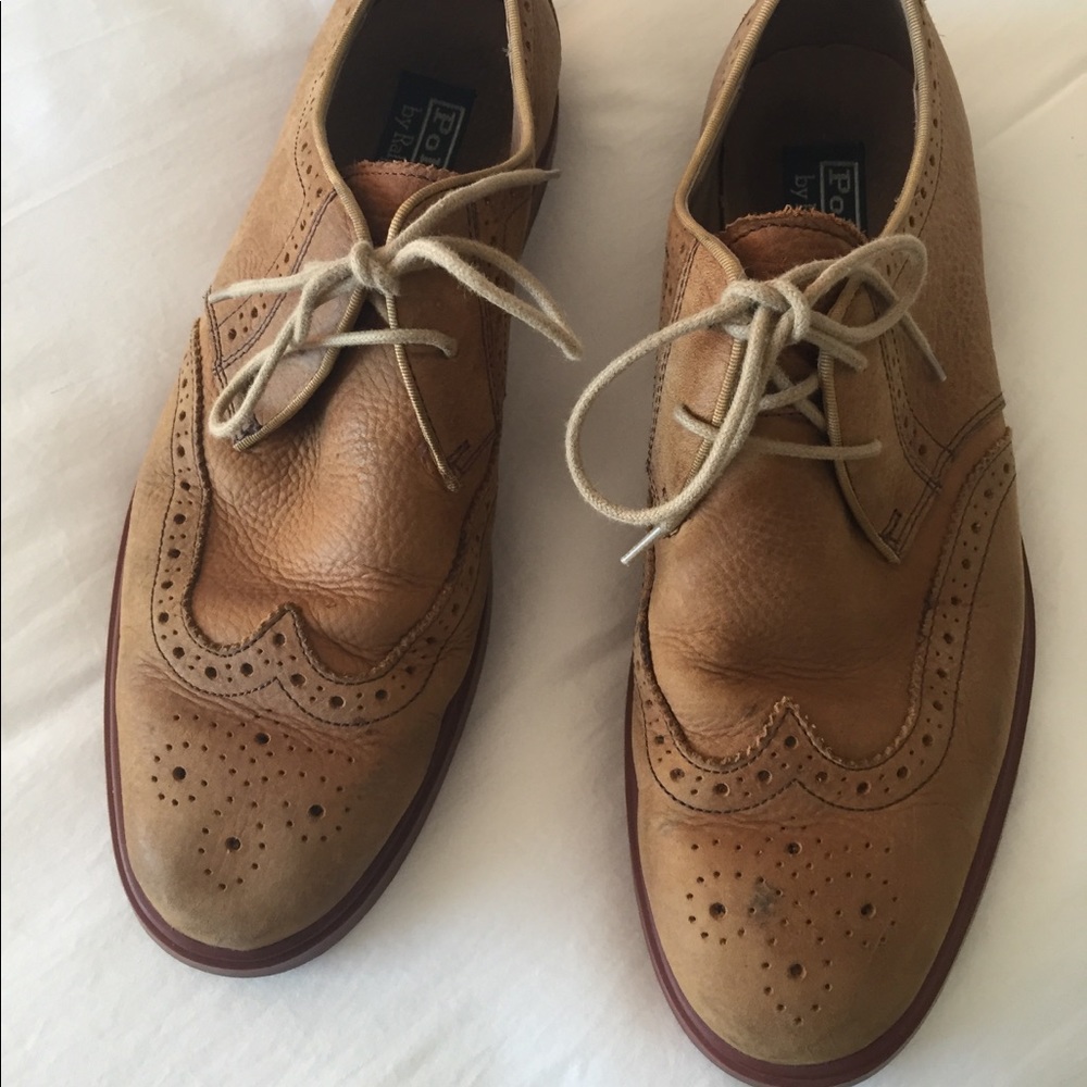 Wing Tip Polo Ralph Lauren Leather Shoes Brown